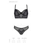 Комплект Passion DROSERA SET black, L/XL, сітка+мереживо, бюстьє та трусики танга