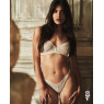 Комплект Obsessive Alissium 2-шт set, XL/2XL, мереживо, ліф з м’якою чашкою, трусики танга