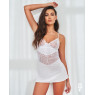 Пеньюар Obsessive Alissium chemise & thong, M/L, мереживний ліф, стрінги в комплекті