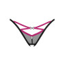 Трусики-стрінги Obsessive Novenes crotchless thong, XL/2XL, сітка, стрепи, прикраса зі стразами, від