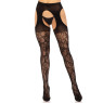 Панчохи Leg Avenue Eyelet lace suspender hose Black One Size