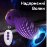Анальна вібро-пробка Rose Butt на пульті із золотою трояндою, 10 режимів, фіолетовий, діаметр 3.5 см
