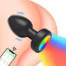 Анальна вібро-пробка Rainbow Plug App на керуванні з додатком, зміною кольору, 9 режимів, діаметр 3.5 см