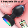 Анальна вібро-пробка Rainbow Plug App на керуванні з додатком, зміною кольору, 9 режимів, діаметр 3.5 см
