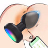 Анальна вібро-пробка Rainbow Plug App на керуванні з додатком, зміною кольору, 9 режимів, діаметр 3.5 см