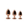 Металева анальна пробка Rose Gold Metal Plug Black, діаметр 2,8 см, довжина 7 см, розмір S
