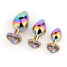 Металева анальна пробка Multicolour Metal Heart Rainbow, діаметр 2,8 см, довжина 7 см, розмір S