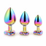 Металева анальна пробка Multicolour Metal Heart Rainbow, діаметр 2,8 см, довжина 7 см, розмір S
