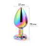 Металева анальна пробка Multicolour Metal Heart Rainbow, діаметр 2,8 см, довжина 7 см, розмір S