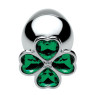 Металева анальна пробка Silver Emerald Clover, діаметр 2,8 см, довжина 7 см, розмір S