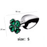 Металева анальна пробка Silver Emerald Clover, діаметр 2,8 см, довжина 7 см, розмір S