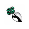 Металева анальна пробка Silver Emerald Clover, діаметр 2,8 см, довжина 7 см, розмір S