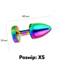 Металева анальна пробка Multicolour Metal Plug Rainbow, діаметр 2,4 см, довжина 6 см, розмір XS