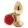 Металева анальна пробка Gold Metal Plug Red Rose, діаметр 2,8 см, довжина 7 см, розмір S