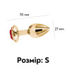 Металева анальна пробка Gold Metal Plug Red Rose, діаметр 2,8 см, довжина 7 см, розмір S