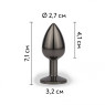 Металева анальна пробка Black Plug Magenta, діаметр 2,8 см, довжина 7 см, розмір S
