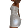 Мінісукня D&A, XS-S, white, nylon-lycra відкриті плечі з блискавкою на всю довжину