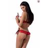 Комплект білизни Passion Exclusive CHERRY SET OpenBra XXL/XXXL red, відкритий ліф, трусики-спідничка