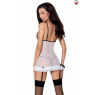 Сорочка прозора з пажами Passion ORIHIME CHEMISE XXL/XXXL, white, трусики, стрепи