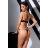 Комплект білизни Passion Exclusive QUENTRIS BIKINI S/M, black, стрінги і напіввідкритий ліф