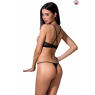 Комплект білизни Passion Exclusive QUENTRIS BIKINI XXL/XXXL, black, стрінги і напіввідкритий ліф