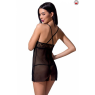 Прозора сорочка приталена Passion QUENTRIS CHEMISE S/M, black, трусики